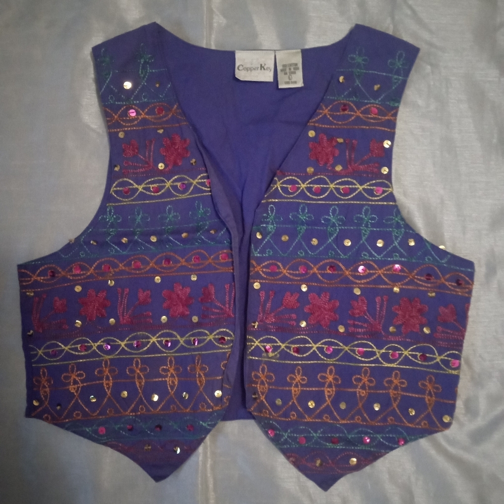 Copper Key Purple Embroidered Kids Vest  SizeL